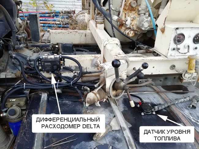 Расходомер Дельта 100 установленный на КАМАЗ миксер для подсчета расхода топлива